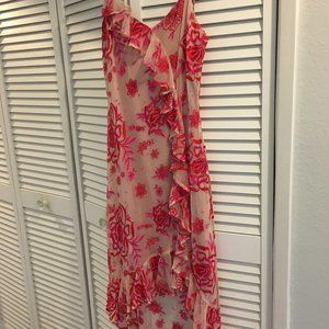 Summer strap dress  3/4 length size M rose print